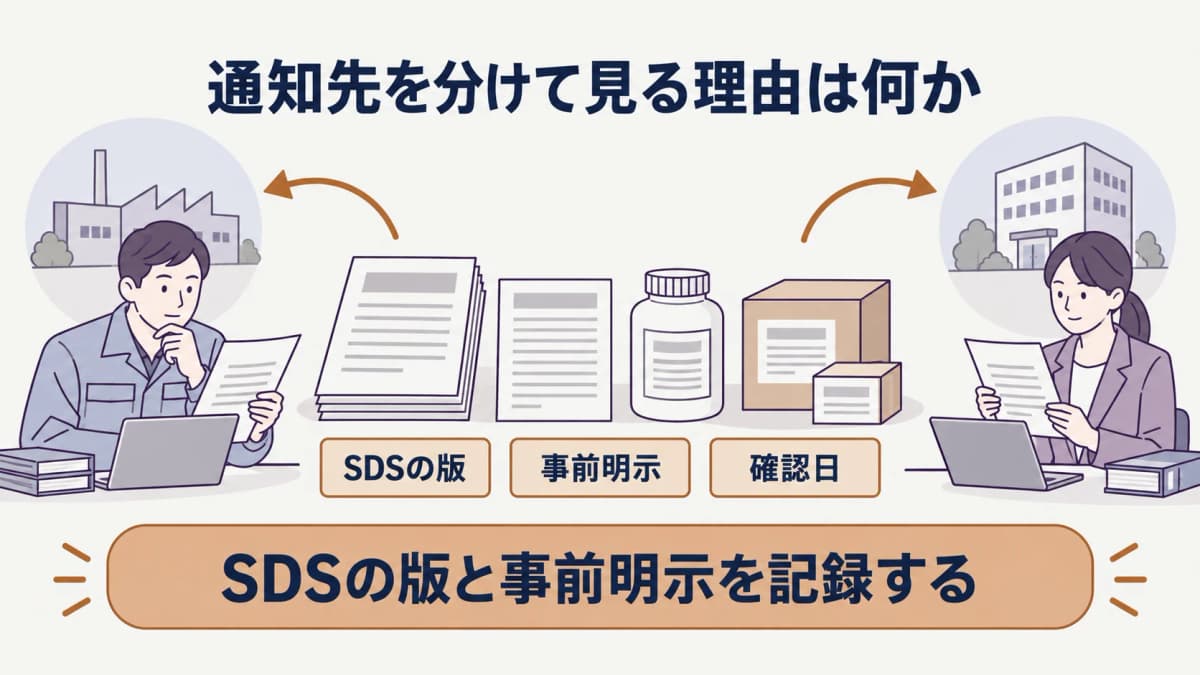 代替化学名等を通知するときの記録