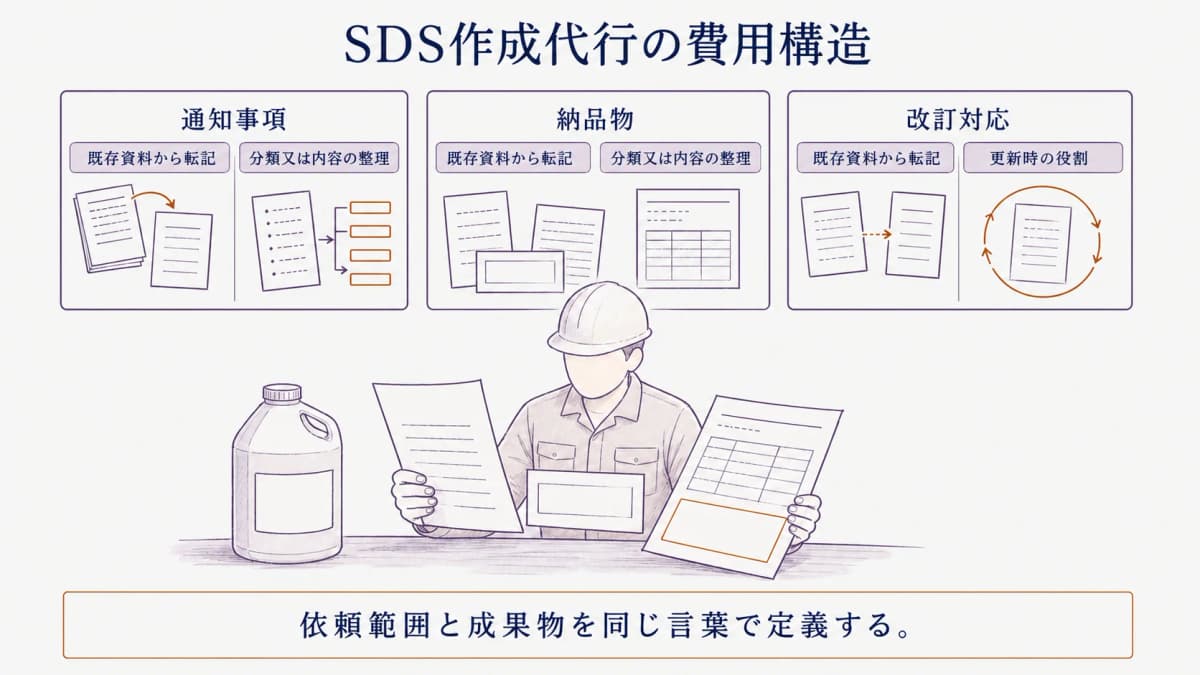 SDS作成代行の費用構造を分解する図