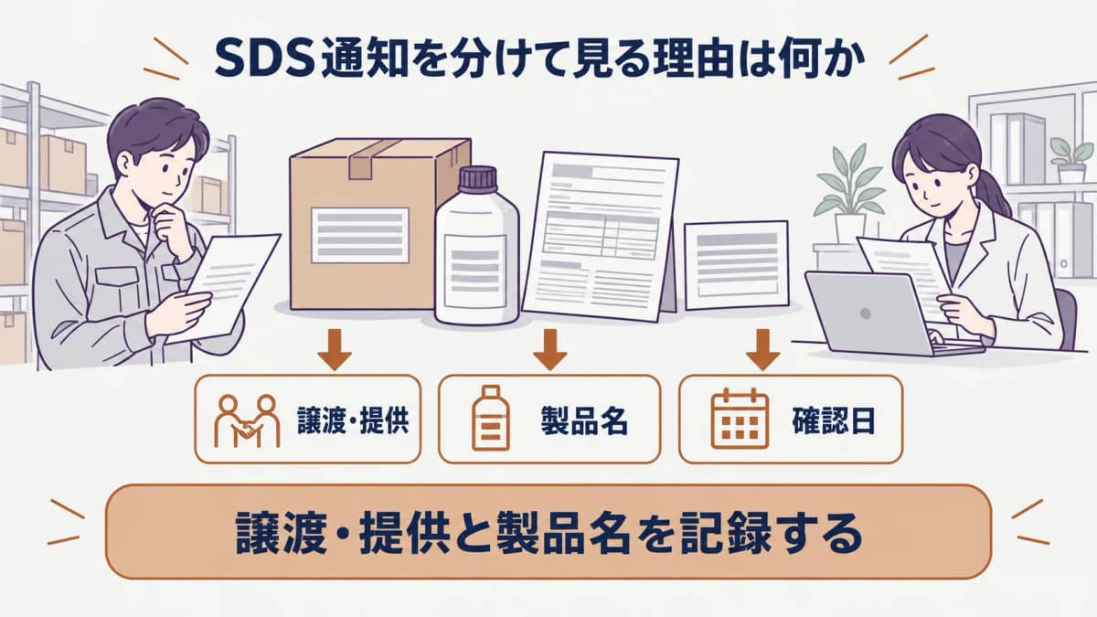 譲渡提供時にSDS通知を確認する情報
