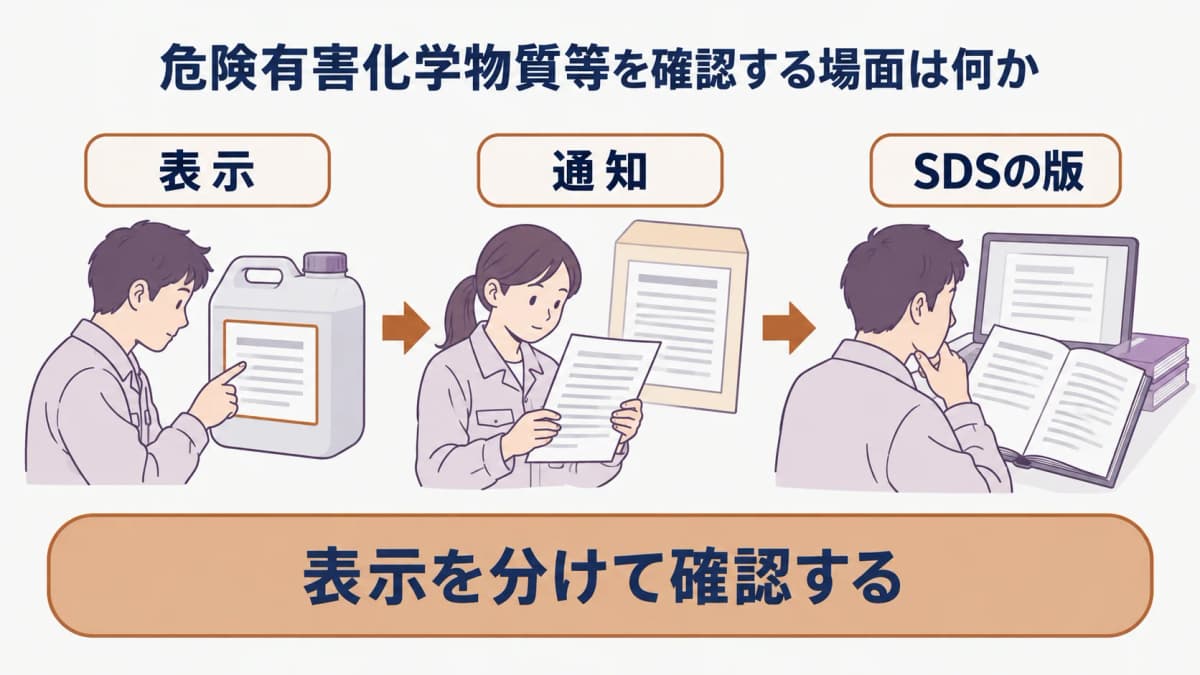 容器と包装の表示情報を確認する場面